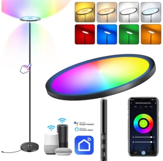 LMaxhome LED Stehlampe Smart Weiß+RGBWW Dimmbar 25W 2000 lm WiFi App-Steuerung Standleucht, 168CM, LED fest integriert, 16 Millionen Farben, 30° Lampenkopf, Touch und Sprachsteuerung, Kompatibel mit Alexa&Google Assistant für Wohnzimmer Büro Schlafzimmer