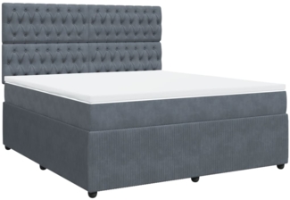 vidaXL Boxspringbett mit Matratze Dunkelgrau 180x200 cm Samt 3292413