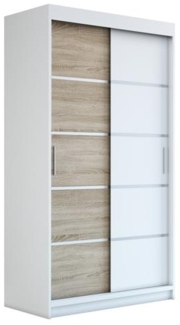 Schwebetürenschrank PARIS 2-türig Schrank 120 cm (mit Spiegel) Farbe: Weiß , sonoma