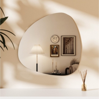 Hopibath Dekospiegel Wandspiegel Asymmetrisch Spiegel Schminkspiegel Wand (Flurspiegel Badspiegel Türspiegel, 1-St, Stein 60x60cm, 80x80cm), mit Metall Haken