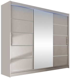 Kleiderschrank Aston VI, mit RGB LED Beleuchtung, Farbe: Cashmere / Spiegel