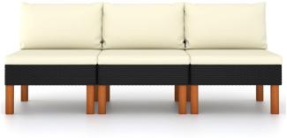 vidaXL Mittelsofas 3 Stk. Poly Rattan und Eukalyptus Massivholz 315768