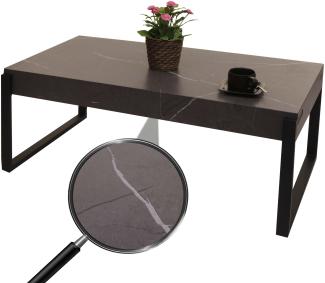 Couchtisch HWC-L53, Wohnzimmertisch Beistelltisch Sofatisch, Metall 43x110x64cm ~ Marmor-Optik grau