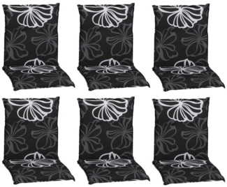 NYVI Sitzauflage Niedriglehner Auflagen 6er Set Barcelona Gartenstuhlauflagen 100x50 cm, (6 St), Niederlehner Stuhlauflage Sitzauflage mit Halteband Blumen Floral