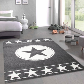 Carpetia Kinderteppich Kinderteppich Spielteppich Kinderzimmer Teppich Stern grau creme, rechteckig, Höhe: 9 mm