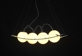Designer Pendelleuchte aus getöntem Glas, Weiss/Silber, Leuchte Lampe