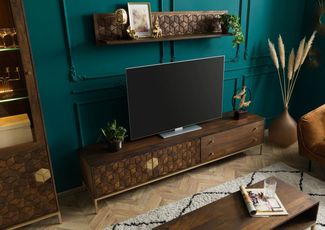 Massivmoebel24 TV-Board DIAMOND (Massivholz), Mango 220 x 45 x 50 braun geölt DIAMOND #223