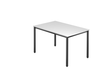 Besprechungstisch 120x80cm Weiß / Schwarz, eckig