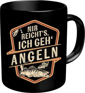 RAHMENLOS® Tasse Kaffeebecher als Geschenk für den Angler - Mir reicht's-Ich geh ANGELN, Keramik