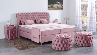 Meisterbetten Boxspringbett Lisa 140x200 in VS-Rose, Matratzenbezug Nano, Ergoflex-Topper