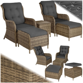 tectake Sitzgruppe Rattan Sitzgruppe, (Set, 5-tlg), Robustes Gestell aus leichtem Aluminium