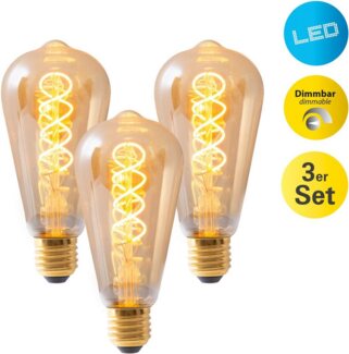 näve LED-Leuchtmittel Dilly, E27, 3 St, Warmweiß, Retro Leuchtmittel Filament