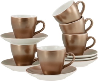 CreaTable, 24326, Serie Golden Days Weiß, 12-teiliges Geschirrset, Espresso Set aus Steinzeug Gold/Weiß