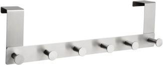 Alco-Albert 2864 - Tür-Garderobenleiste, aus Edelstahl mit 6 Haken, Wandleiste, 1 Stück