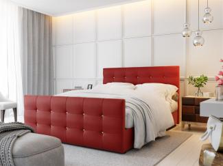 Boxspringbett MAURO 160x200 cm Kunstleder Rot inkl. Bettkasten