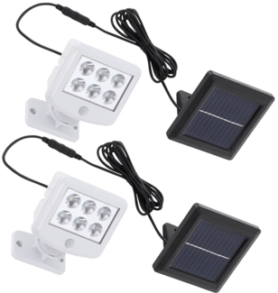 2er Set LED Solarleuchte, weiß, beweglicher Spot, Bewegungsmelder