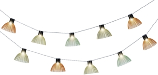 Lumineo LED-Girlande, LED Solar Lichterkette Lampenschirme gerillt 4,5m Kunststoff Warmweiß