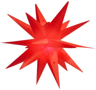 Salcar LED Dekolicht 60cm 3D Papierstern Beleuchtet LED Stern Weihnachtsdekoration Fenster, Weihnachtsstern Hängend mit 18 Spitzen, Rot