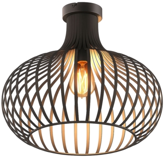 LED Deckenleuchte, Metall rost, Gitter Design, H 35 cm