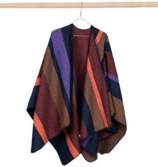 Wohndecke Poncho Silvretta 'Streifen' 70 x 140 cm, DAVID FUSSENEGGER