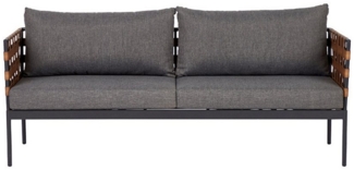 riess-ambiente Loungesofa UNIQUE 185cm schwarz / braun / grau · Outdoor-2-Sitzer aus Aluminium, Einzelartikel 1 Teile, inkl. Kissen · wetterfest · Balkon/Terrasse/Garten · Rattan-Geflecht