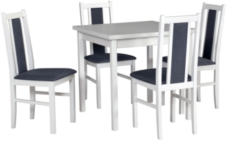 Essgruppe Bos 14 Tischgruppe weiß Strukturstoff dunkelgrau 5-teilig