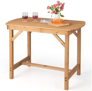 COSTWAY Gartentisch Esstisch, Holztisch, aus Massivholz, 100 x 60 x 75 cm, mit Schirmloch