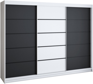 Schwebetürenschrank MES 2-türig Schrank 200 cm (mit Spiegel) Farbe: Weiß , schwarz