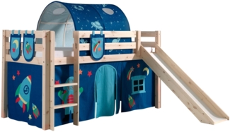 Kinderbett mit Rutsche Karolina Massivholz Natur Textilset Astro 4