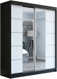 Schwebetürenschrank ERA 2-türig Schrank 180 cm (mit Spiegel) Farbe: Schwarz , weiß