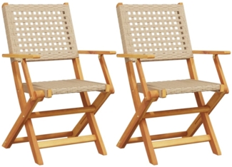 vidaXL Gartenstühle 2 Stk. Beige Massivholz Akazie und Poly Rattan 367665