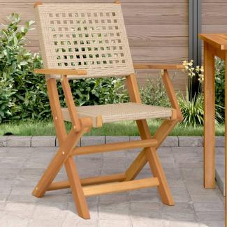 vidaXL Gartenstühle 2 Stk. Beige Massivholz Akazie und Poly Rattan 367665