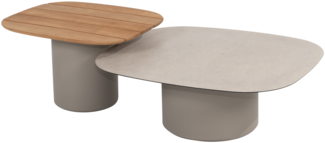 DEMI 91633 Kaffeetisch-Set cloud, 50x60cm, 70x80cm Tischplatte: Keramik/Teakholz