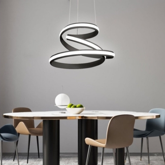 LED Hängeleuchte, schwarz, dimmbar, geschwungen, D 41 cm