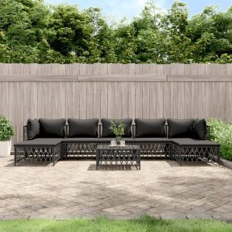 vidaXL 8-tlg. Garten-Lounge-Set mit Kissen Anthrazit Stahl 3186907