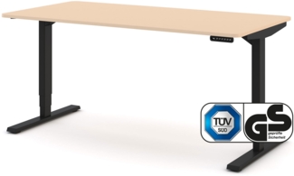 ASSMANN Elektrisch höhenverstellbarer Schreibtisch Y-Line Curved 160x80cm Sand Schwarz Metall Holz
