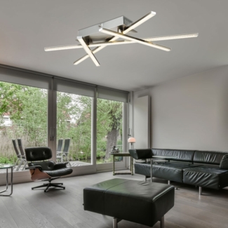 LED Deckenstrahler, Glitzerfolie, 4 Stäbe, Nickel, Design