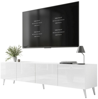 Lookway TV-Schrank AURA 200 Weiß Hohglanz auf Beinen mit LED Beleuchtung Breite: 200cm