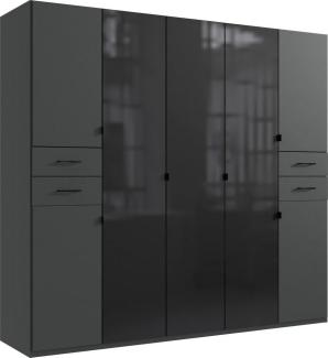 Kleiderschrank DANZIG Drehtürenschrank schwarz ca. 225 x 208 x 58 cm