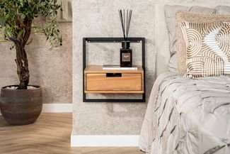 KAWOLA Nachttisch AIDY hängend Akazie natur 1 Schublade 45 x 35 x 44 cm
