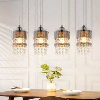 ZMH Pendelleuchte Wohzimmer Modern 150CM Esstisch Hängelampe Kristall Pendellampe Flur, Einfache Installation, ohne Leuchtmittel, Höhenverstellbar Design Pendelleuchte für Esszimmer