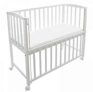 Babyhafen Beistellbett Stubenbett 3in1 Babybett mit Matratze Rollen Weiß Natur, inkl. Matratze, Rollen