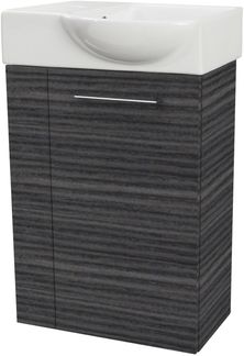 Fackelmann SBC B. PERFEKT Gäste WC Set 2-teilig 45 cm, Anthrazit, rechts, Keramik Hahnloch links