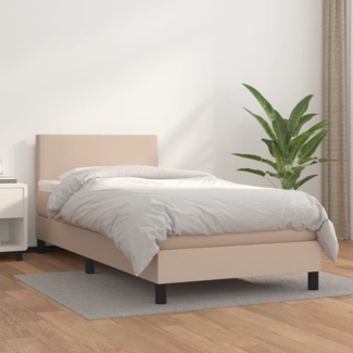 vidaXL Boxspringbett mit Matratze Cappuccino-Braun 90x200cm Kunstleder, Härtegrad: H2 [3140986]