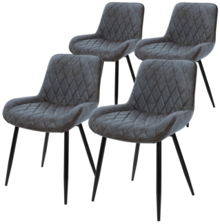 ML-DESIGN Polsterstuhl Esszimmerstuhl mit Rücken- und Armlehnen, Metallbeine Küchenstuhl (4 St), Wohnzimmerstuhl Anthrazit, PU-Kunstleder Sitzfläche Esstischstühle