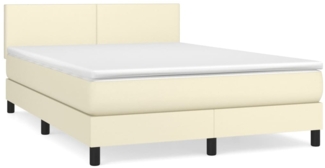 vidaXL Boxspringbett mit Matratze Creme 140x190 cm Kunstleder 3141001