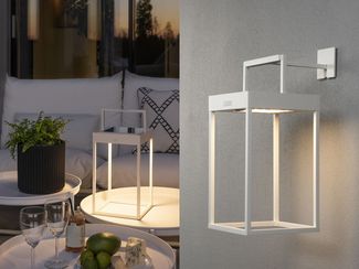 KONSTSMIDE No. 7815-250 Portofino LED Solar USB-Laterne weiß dimmbar mit Sensor