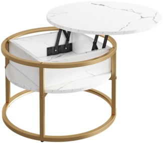 Vicco Couchtisch Weiß/Gold 57x57 cm, Marlo