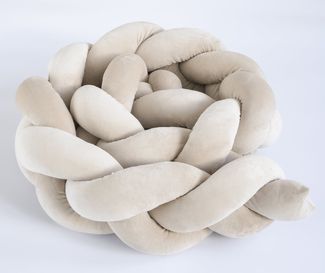 Loolay Nestchenschlange SAMT BEIGE Geflochtenes Kissen Zierkissen Dekokissen Bettumrandung, (Zugluftstopper Zugluft Schlange Wickeltischumrandung Babybett Kinderzimmer Schutz, VELOURS SAMT Bettschlange 100 150 200 300 400 cm und Länge auf Anfrage), Zug...