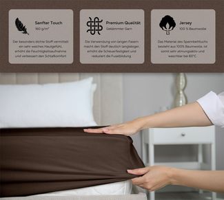 Beautex Spannbettlaken 2er Set Spannbetttuch Bettlaken Premium Baumwolle Jersey 160g/m², Jersey, Gummizug: rundum, (2 Stück)